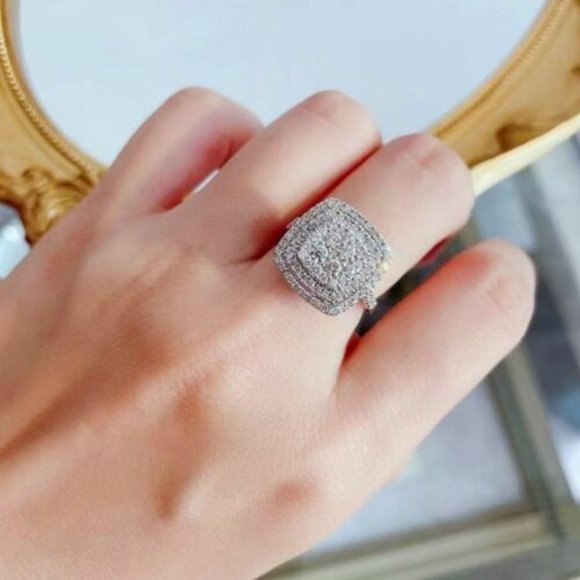 WHITE SAPHIRE ETERNITY BRIDAL WEDDING RING - Picture 1 of 4